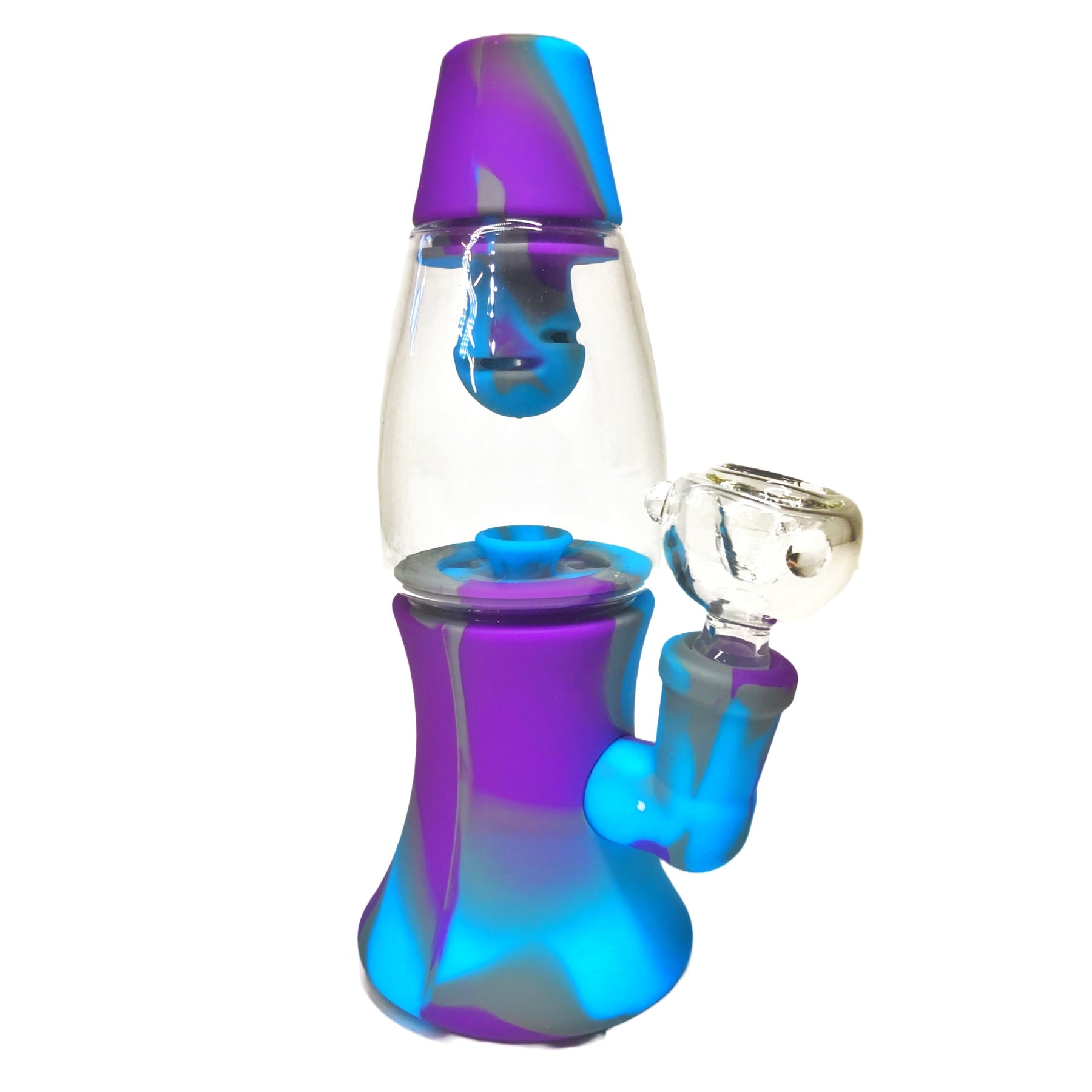 Silicone Lava Lamp Bong Purple And Light Blue