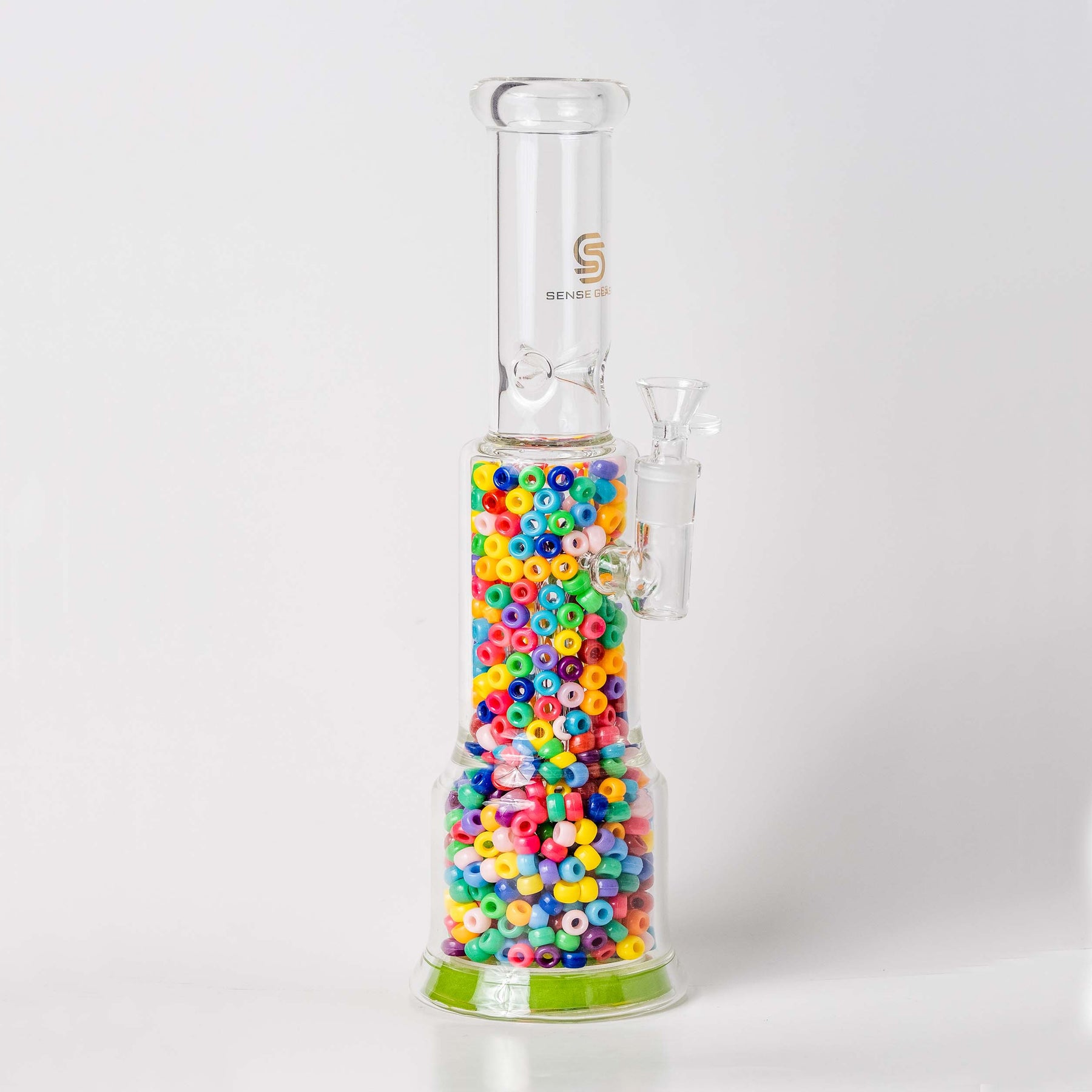 13 inch Bong with Rainbow Beads Design Sense Glass