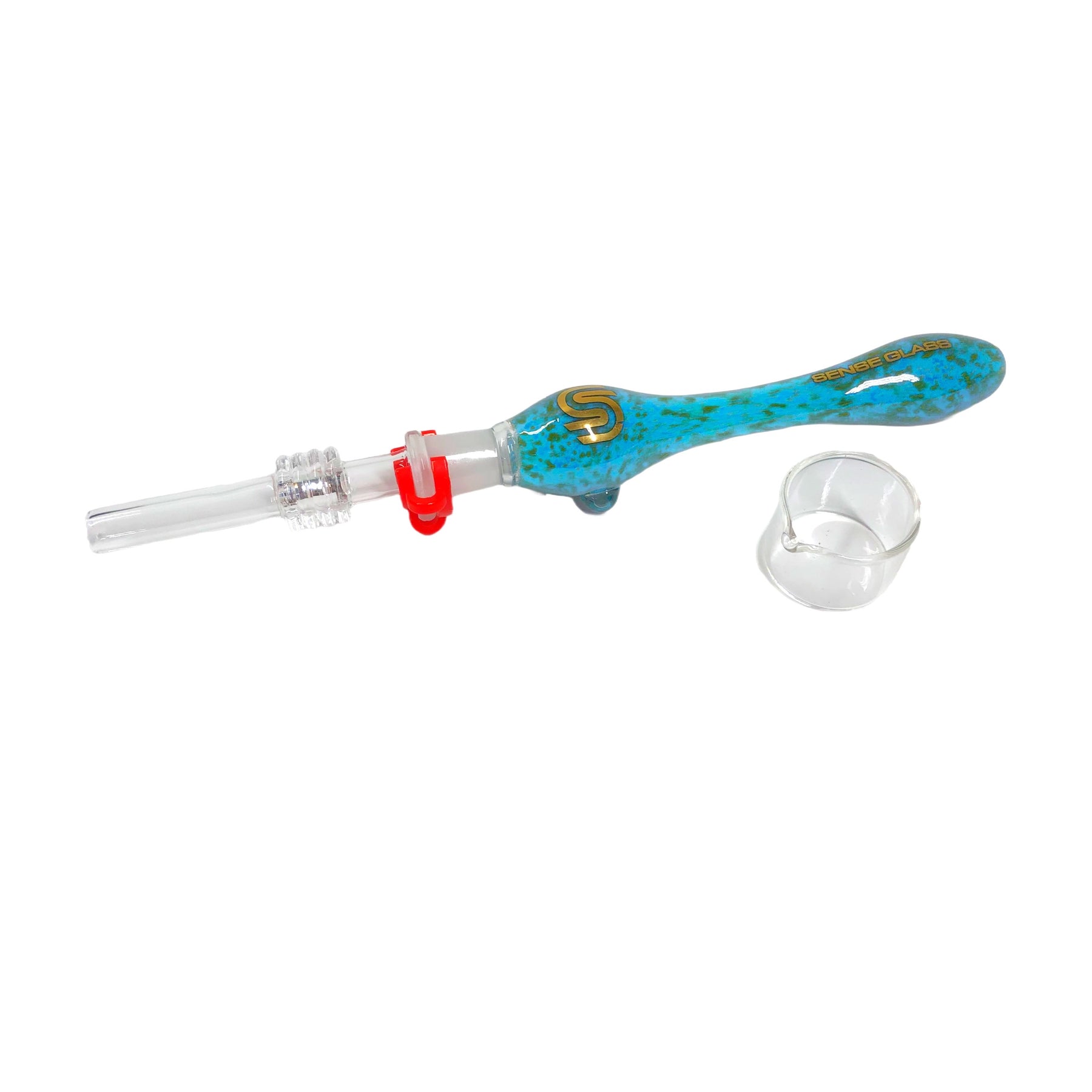 Sense Glass Nectar Collector Light Blue With Green Dots