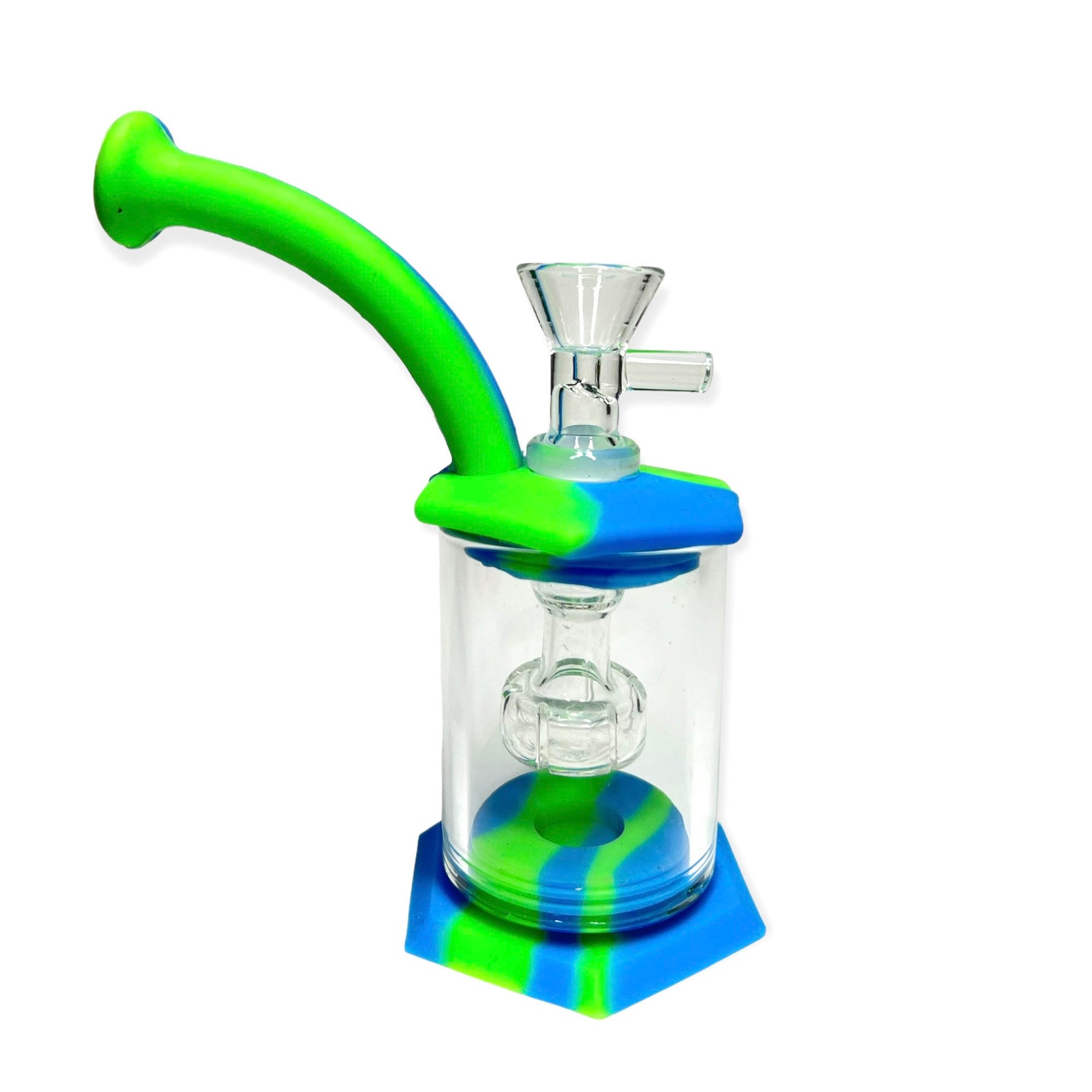 Blue and Green Percolator Bong Silicone