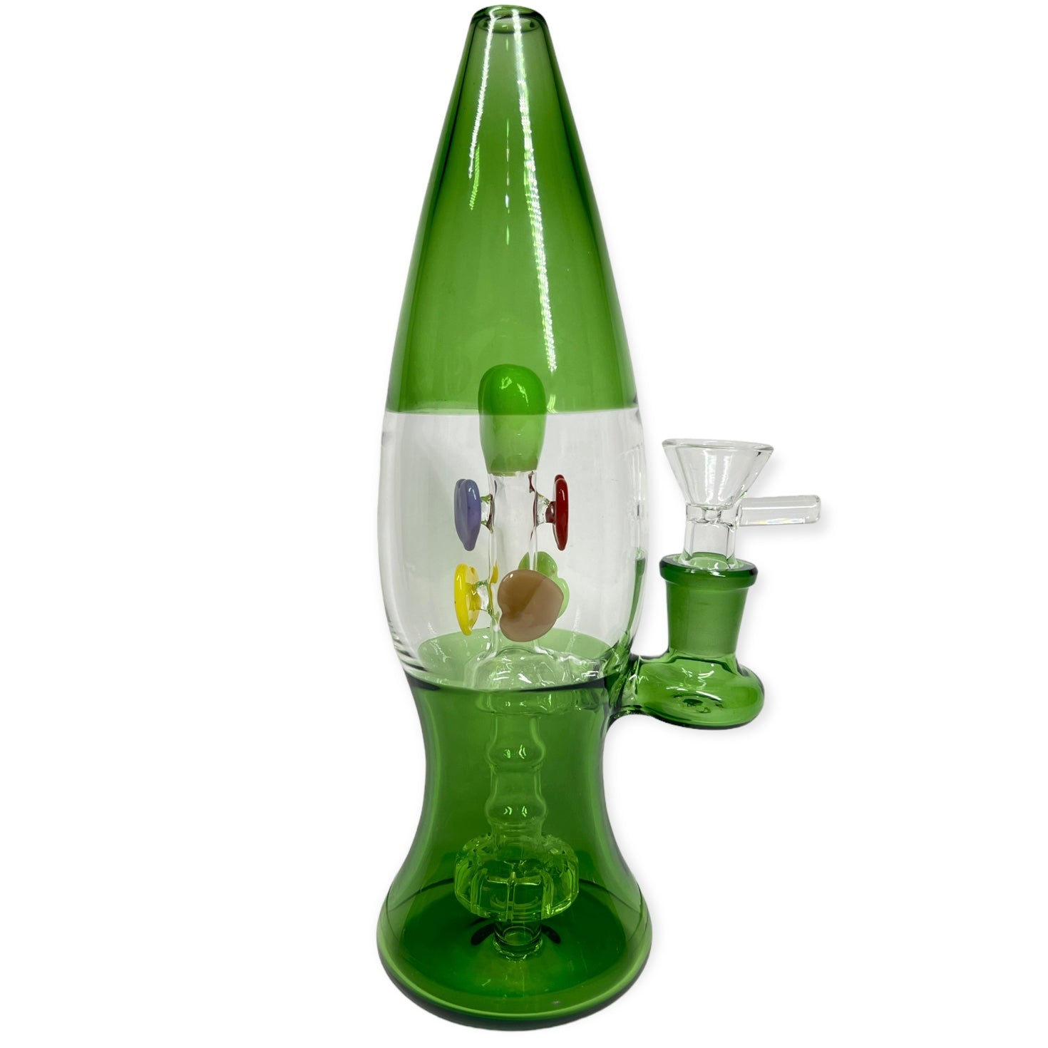 Lava lamp bong with Percolator and Hearts Green