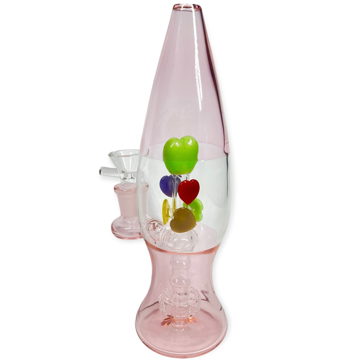 Lava lamp bong with hearts and percolator pink