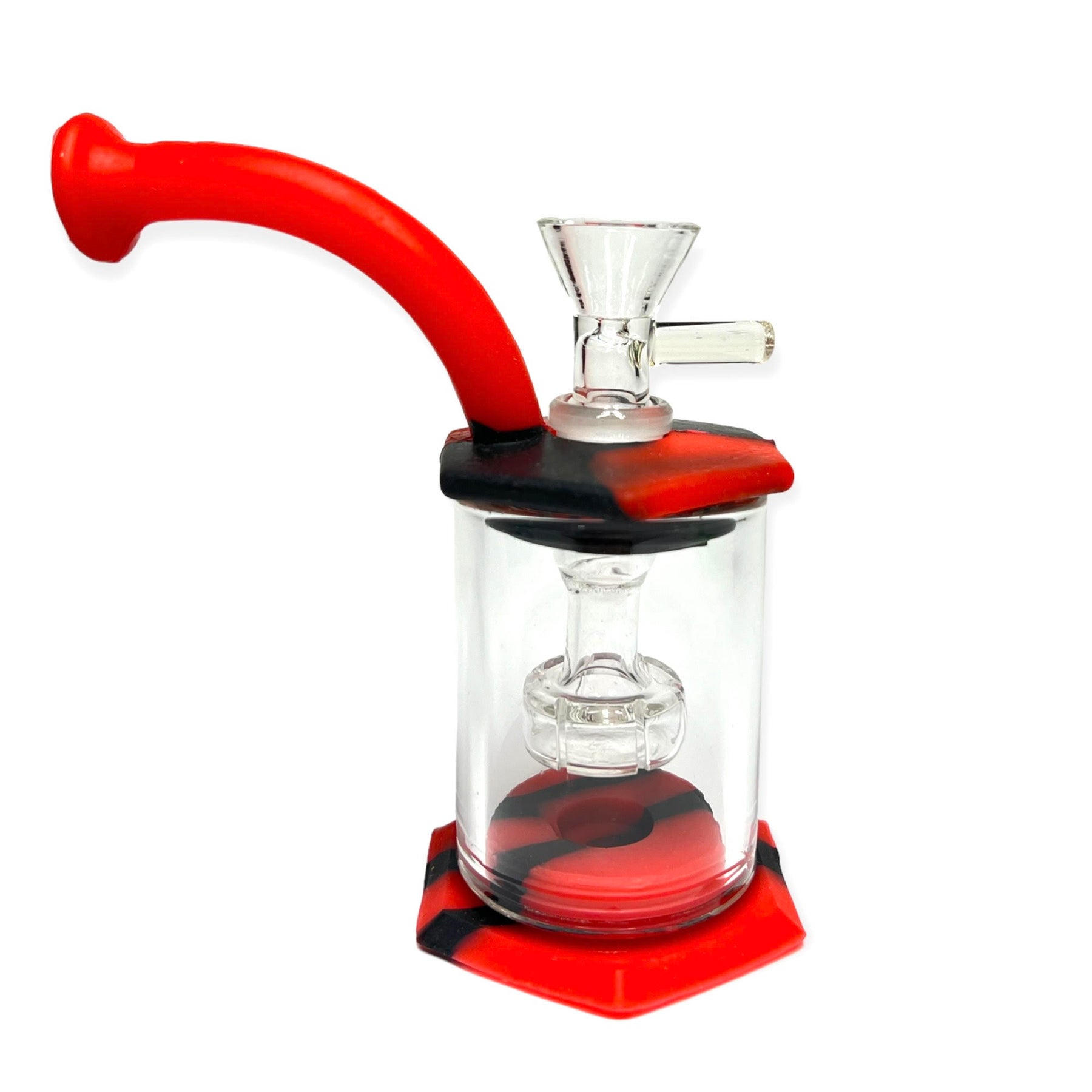 Red and Black Mini Silicone Bong with Percolator