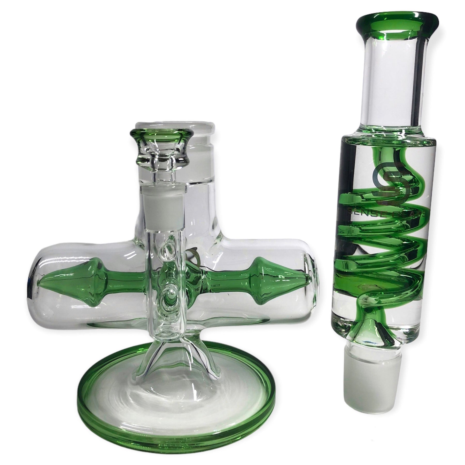 Freezable Glycerin Coil Bong with Inline Percolator by Sense Glass - Golden Leaf Shop