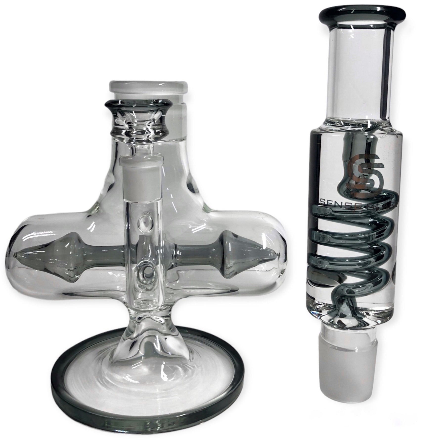 Freezable Glycerin Coil Bong with Inline Percolator by Sense Glass - Golden Leaf Shop