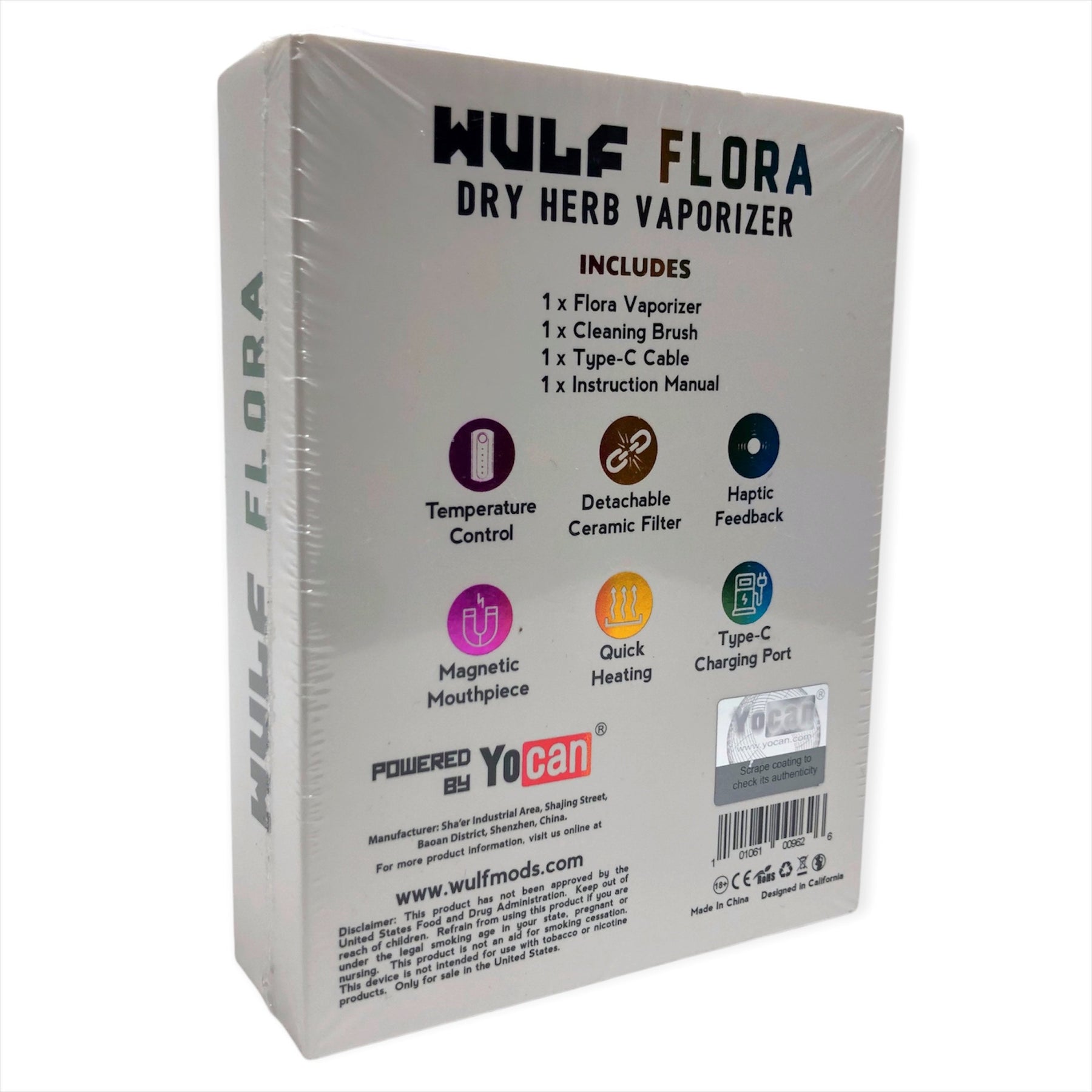 Wulf Flora Dry Herb Vape Box Back View