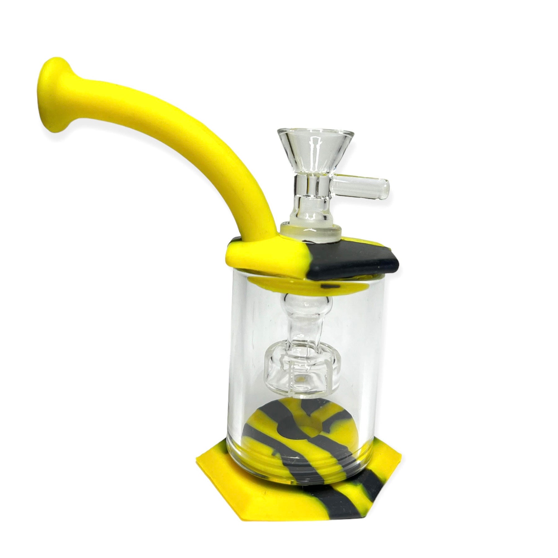 Yellow and Black Mini Silicone Bong with Percolator