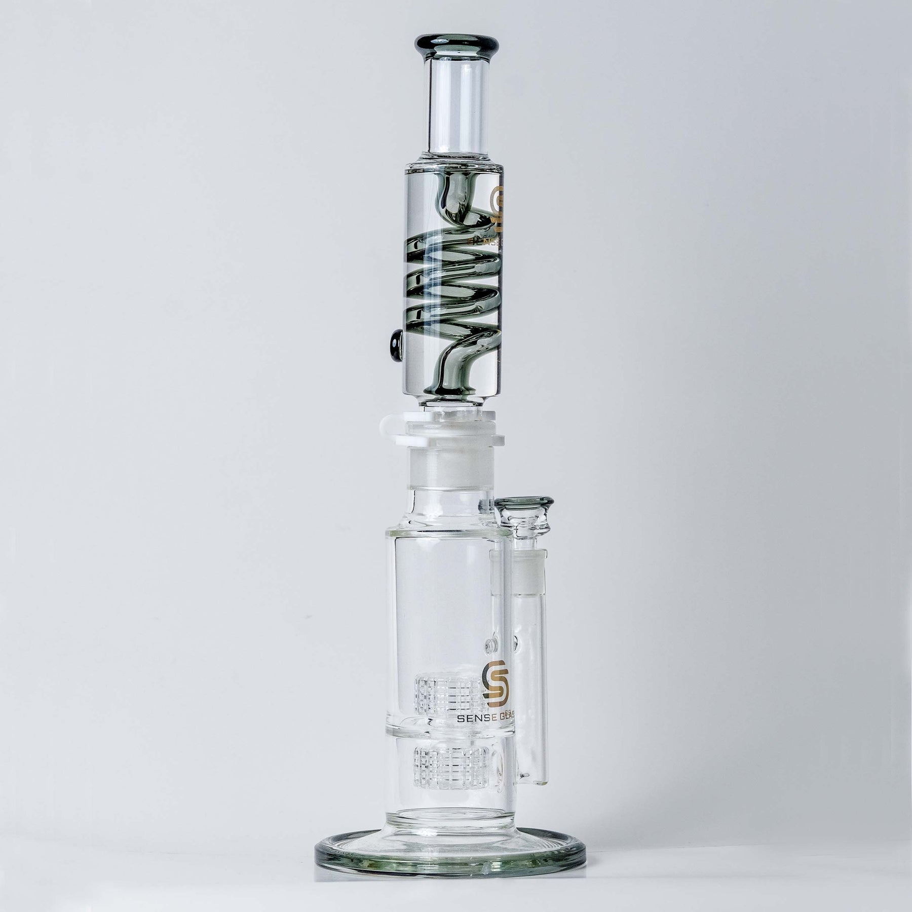 Grey Sense Glass Matrix Double Freezable Coil Bong
