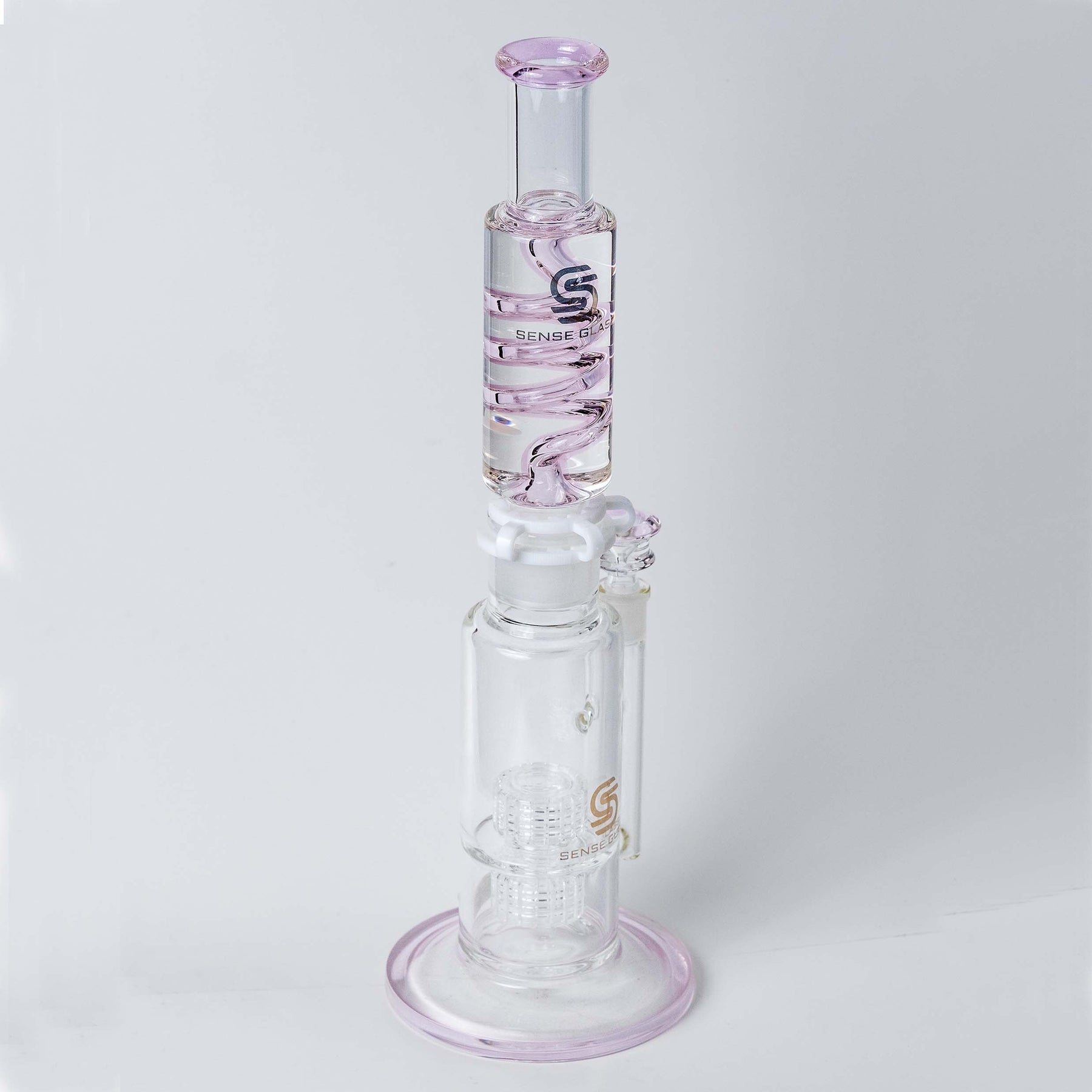 Pink Matrix Double Freezable Coil Bong Side View