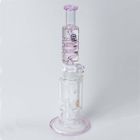 Pink Matrix Double Freezable Coil Bong Side View