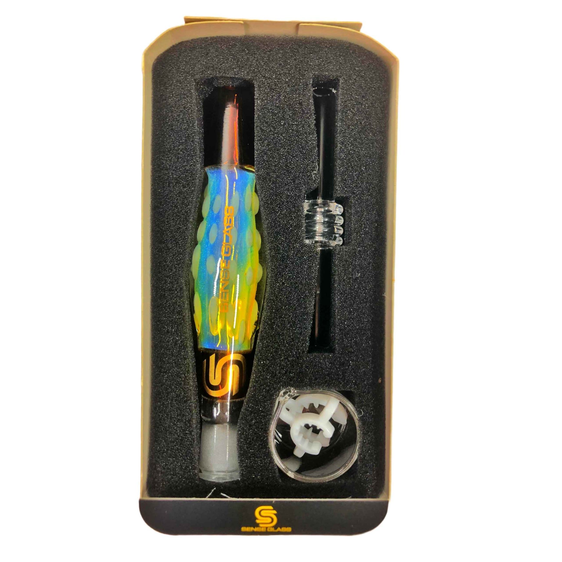 Sense Glass Nectar Collector Yellow Blue Inside View