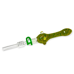 Glass Nectar Collector with Quartz Tip Green and Yellow