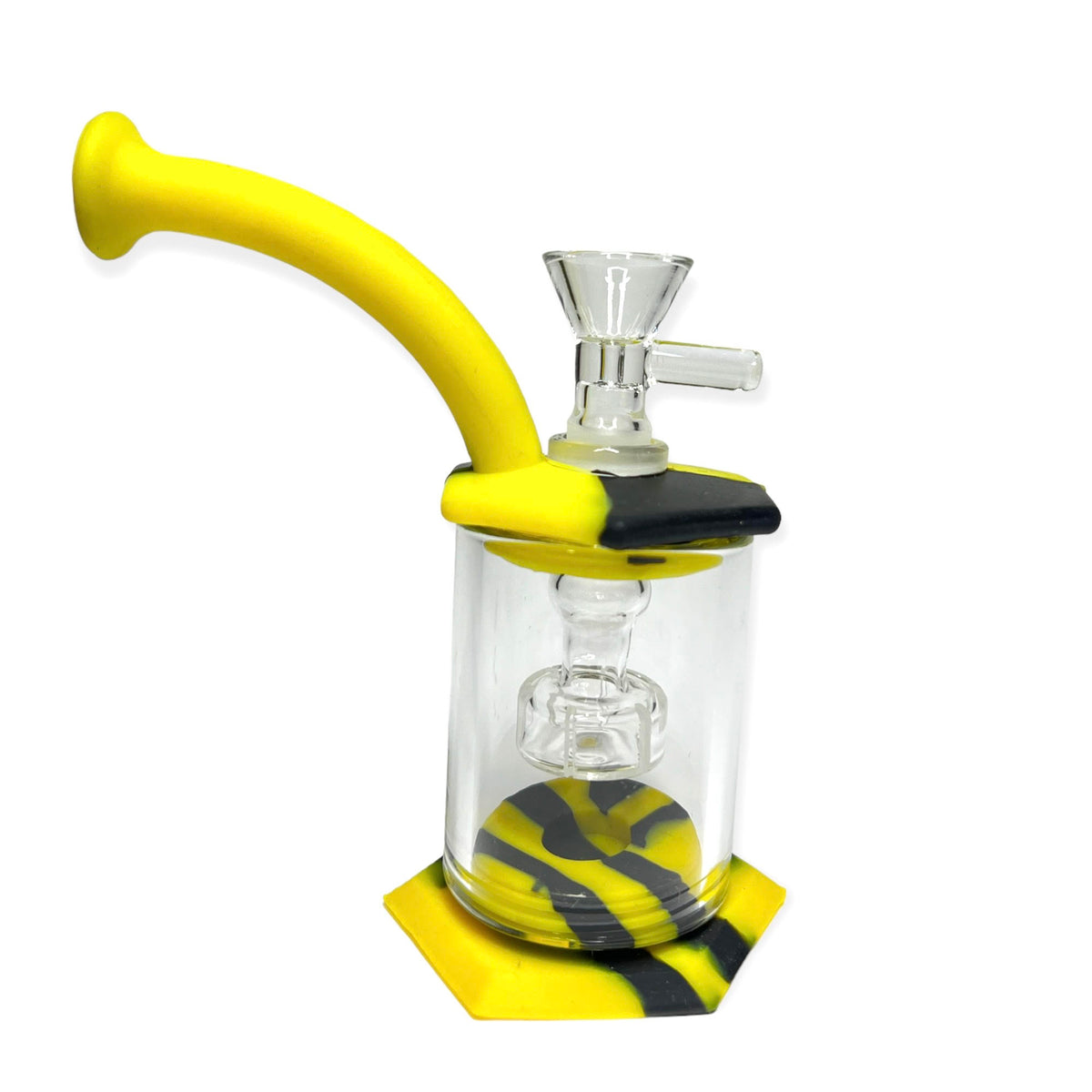 Yellow and Black Mini Silicone Bong with Percolator